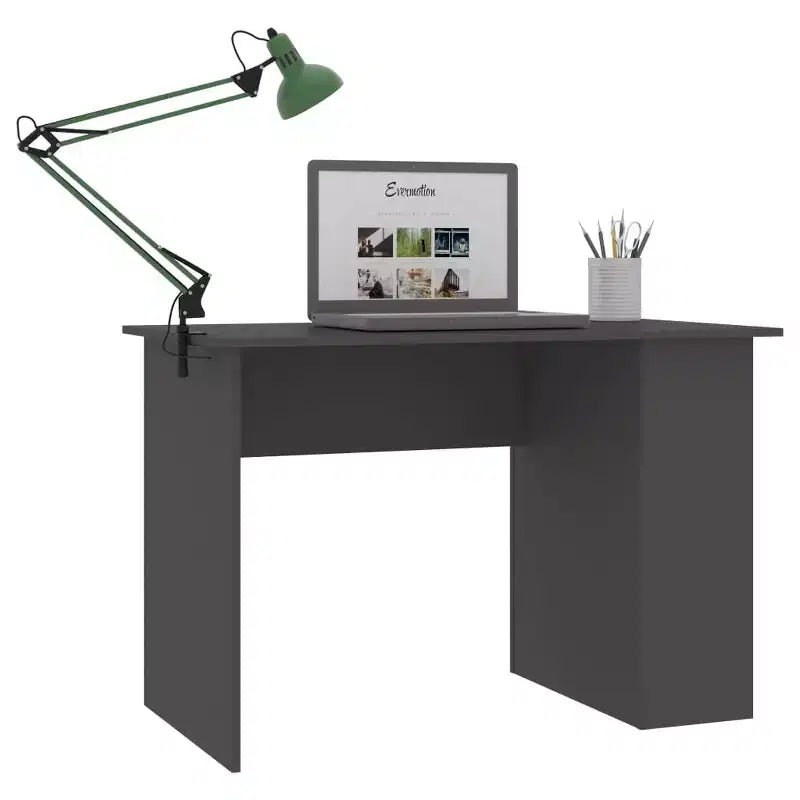 Bureau gris en bois manufacturé moyen bureau rectangulaire moderne