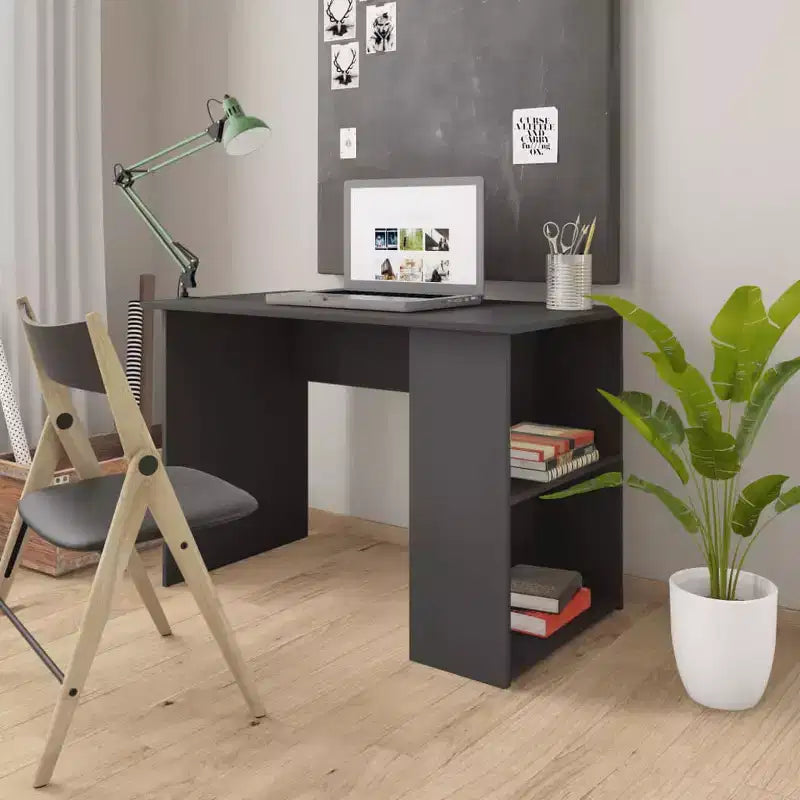 Bureau gris en bois manufacturé moyen bureau rectangulaire moderne