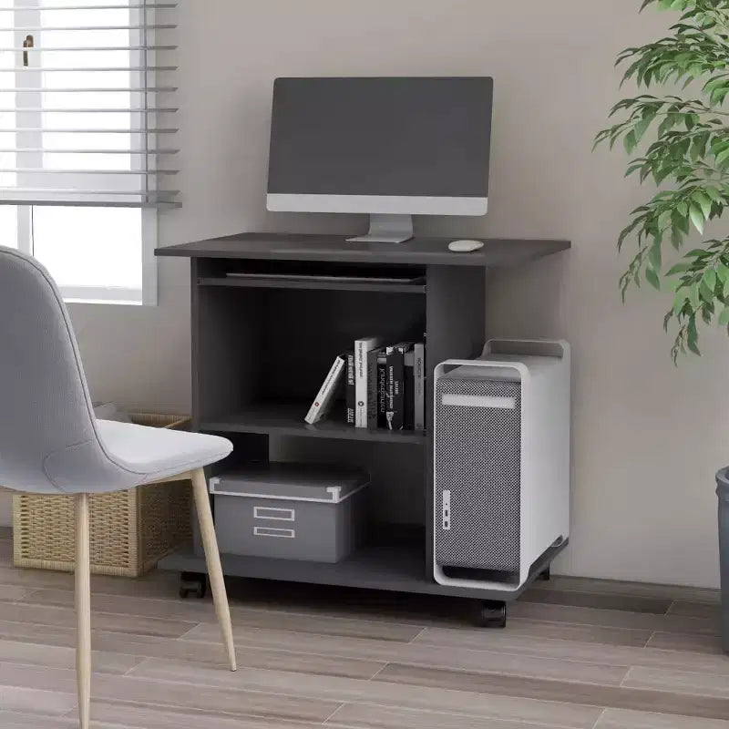 Computer Desk Gray Engineered wood Compact Sliding Components