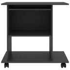 Bureau informatique en bois d'ingénierie gris, compact, à composants coulissants
