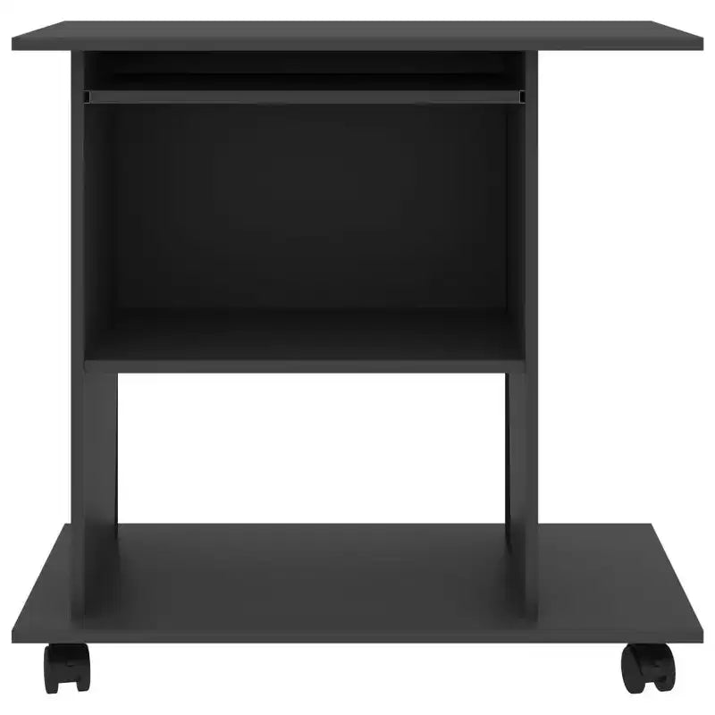 Bureau informatique en bois d'ingénierie gris, compact, à composants coulissants