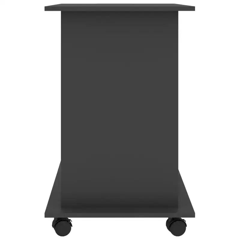 Bureau informatique en bois d'ingénierie gris, compact, à composants coulissants