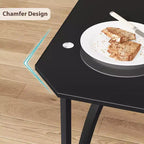 Ensemble table à manger en verre avec chaises rembourrées, bords chanfreinés, mobilier de salle à manger compact pour petits espaces, appartements et cuisines domestiques