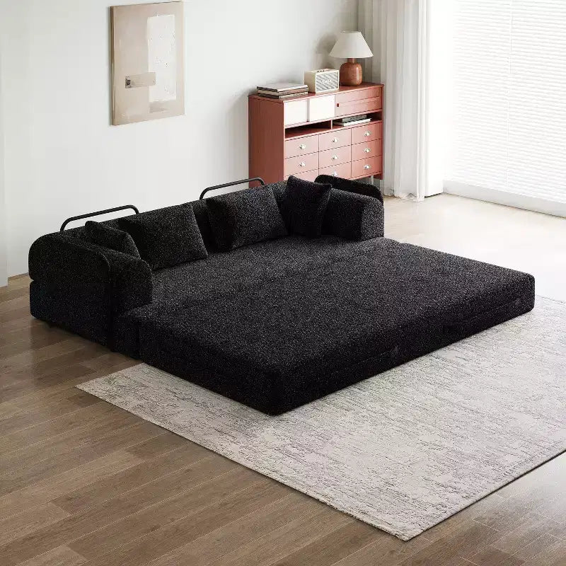 Canapé lit pliant en chenille verte de 78,7 pouces avec oreiller cylindrique, canapé de sol pour salon, chambre, studio