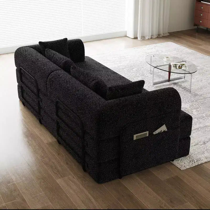 Canapé lit pliant en chenille verte de 78,7 pouces avec oreiller cylindrique, canapé de sol pour salon, chambre, studio