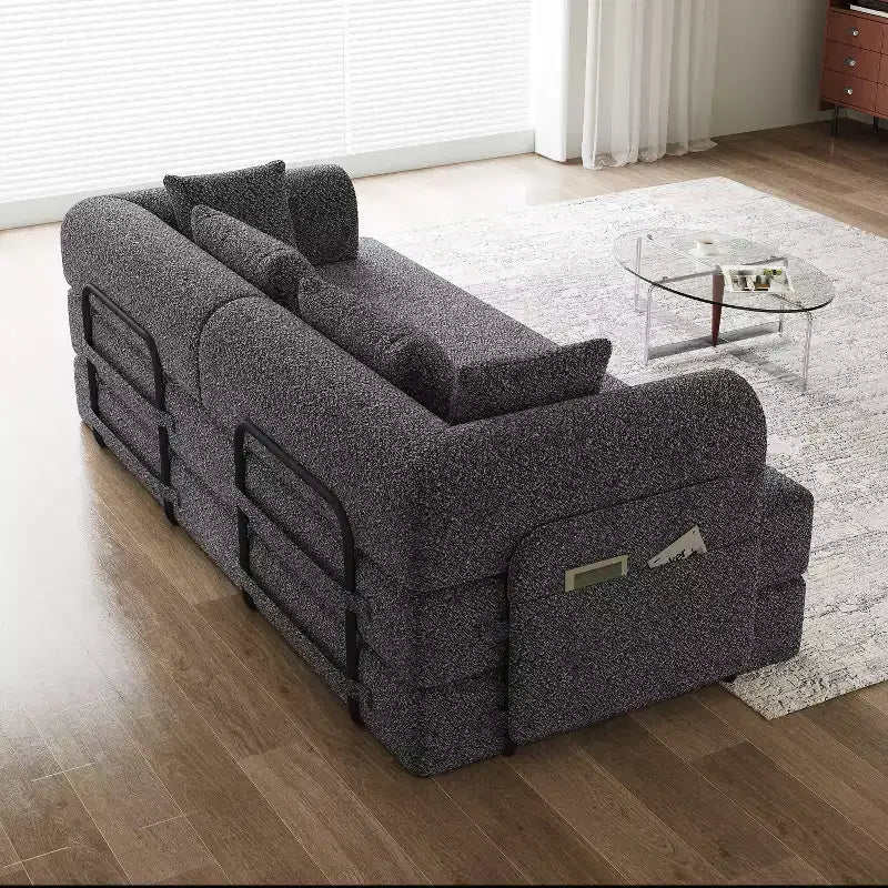 Canapé lit pliant en chenille verte de 78,7 pouces avec oreiller cylindrique, canapé de sol pour salon, chambre, studio