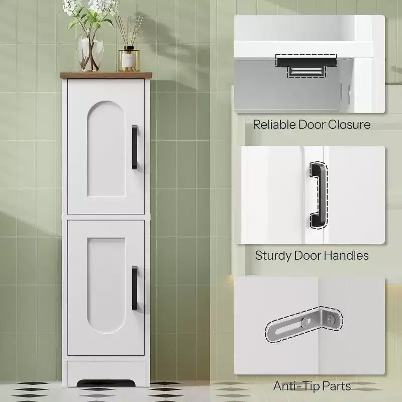 Petit meuble de rangement de salle de bain Dcolora, meuble de rangement d'angle de style rustique avec 2 portes et étagères réglables