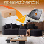 Canapé nuage incurvé 4 places extra profond et large en chenille kaki de 284 cm avec 4 coussins, canapé modulable pour salon