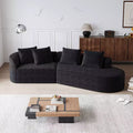 Canapé nuage incurvé 4 places extra profond et large en chenille kaki de 284 cm avec 4 coussins, canapé modulable pour salon