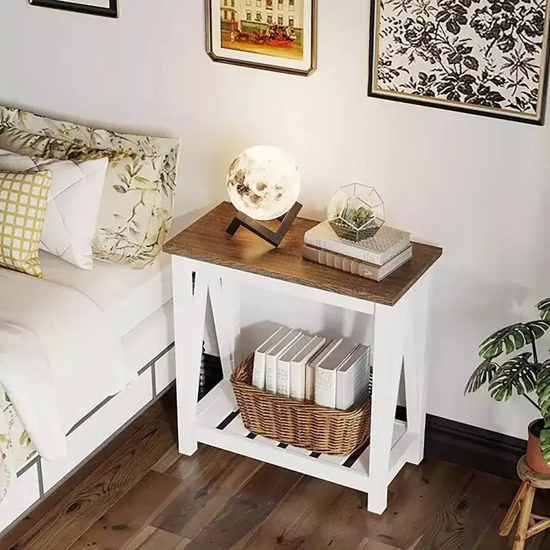GDFStudio Claudia Table d'appoint de ferme avec étagère inférieure