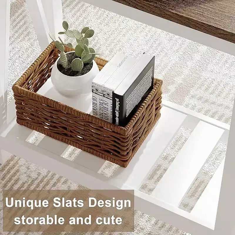 GDFStudio Claudia Table d'appoint de ferme avec étagère inférieure