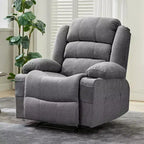 Fauteuil inclinable large en tissu surdimensionné avec languette manuelle, porte-gobelets, poche latérale, inclinaison 3 positions, canapé simple de style minimaliste