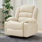 Fauteuil inclinable large en tissu surdimensionné avec languette manuelle, porte-gobelets, poche latérale, inclinaison 3 positions, canapé simple de style minimaliste