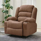 Fauteuil inclinable large en tissu surdimensionné avec languette manuelle, porte-gobelets, poche latérale, inclinaison 3 positions, canapé simple de style minimaliste