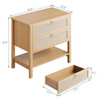 Lot de 2 tables de chevet, tables de nuit en rotin avec 2 tiroirs, tables d'appoint pour petits espaces, tables de chevet étroites, tables d'appoint décoratives pour salon.