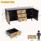 Meuble de rangement autoportant CuisinSmart, buffet avec tiroirs et portes, bahut en bois avec rangement pour salle à manger
