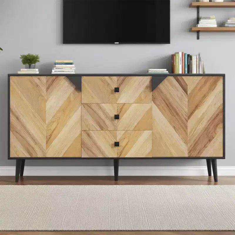 Meuble de rangement autoportant CuisinSmart, buffet avec tiroirs et portes, bahut en bois avec rangement pour salle à manger
