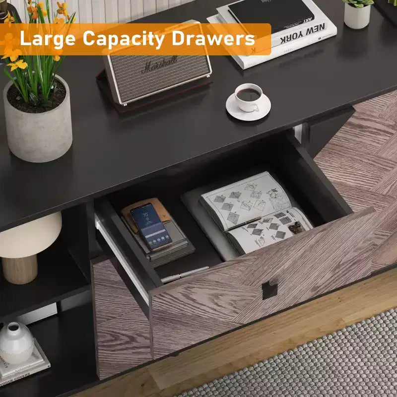 Meuble de rangement autoportant CuisinSmart, buffet avec tiroirs et portes, bahut en bois avec rangement pour salle à manger