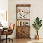 Étagère à Livres Moderne Bibliothèque avec Tiroirs Rangement Étagère Haute Cadre Métallique Grands Présentoirs pour Chambre à Coucher, Salon