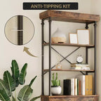 Étagère à Livres Moderne Bibliothèque avec Tiroirs Rangement Étagère Haute Cadre Métallique Grands Présentoirs pour Chambre à Coucher, Salon