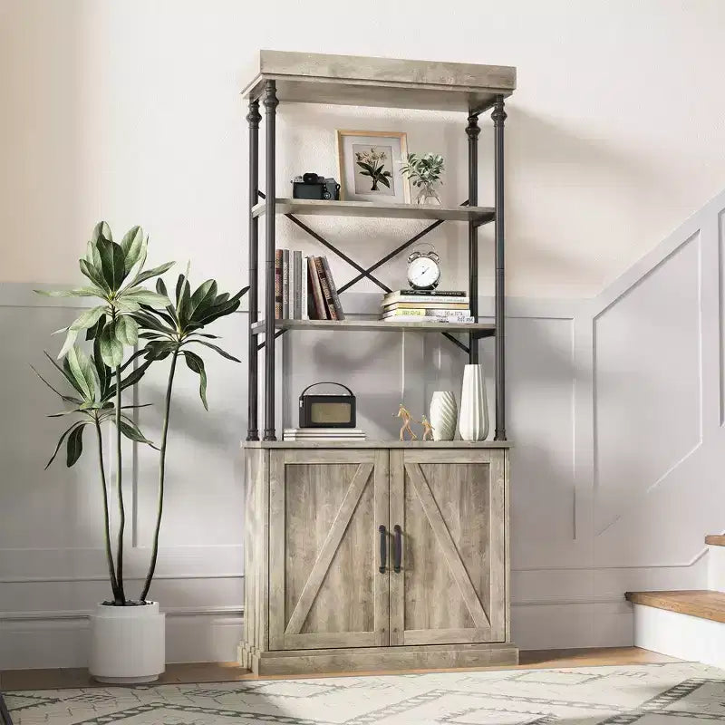 Étagère à Livres Moderne Bibliothèque avec Tiroirs Rangement Étagère Haute Cadre Métallique Grands Présentoirs pour Chambre à Coucher, Salon