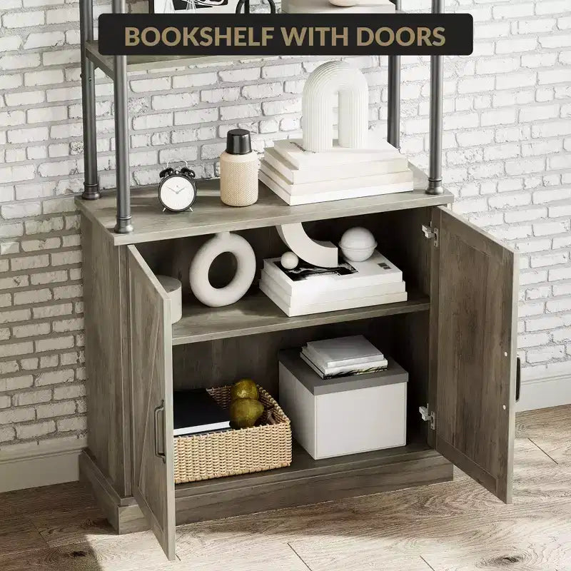 Étagère à Livres Moderne Bibliothèque avec Tiroirs Rangement Étagère Haute Cadre Métallique Grands Présentoirs pour Chambre à Coucher, Salon
