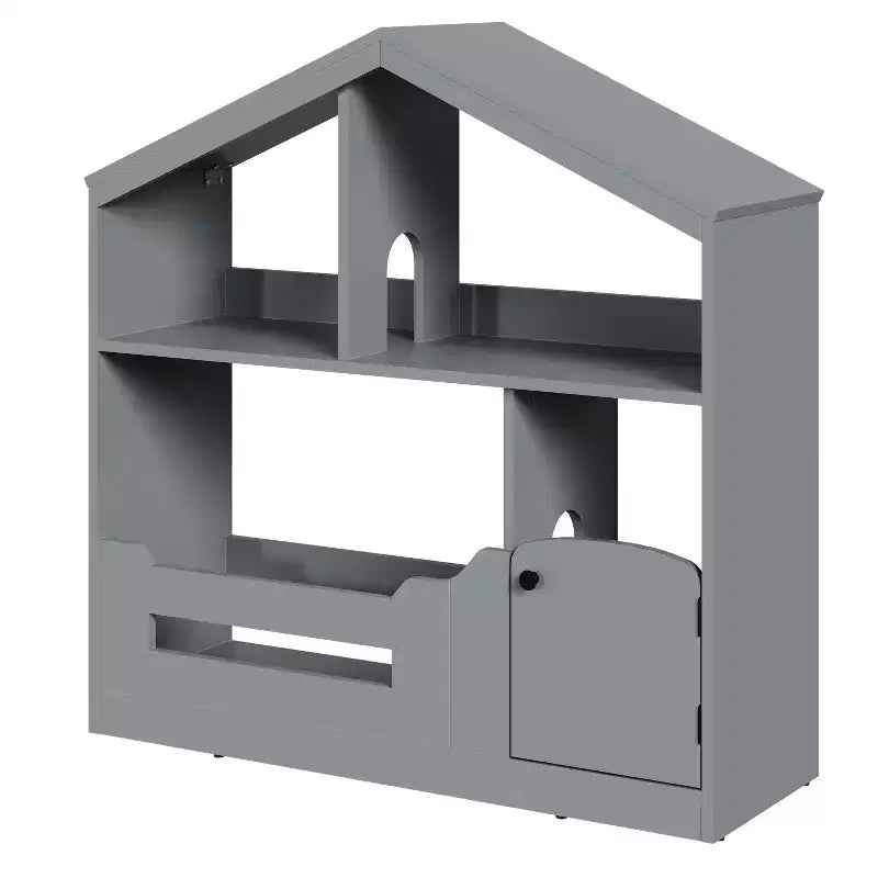 Étagère à Livres en Bois pour Tout-Petits avec Lumière à Détecteur de Mouvement, Organiseur de Rangement de Jouets pour Enfants, Bibliothèque de Style Maison de Poupée pour Salle de Jeux, Chambre à Coucher et Crèche