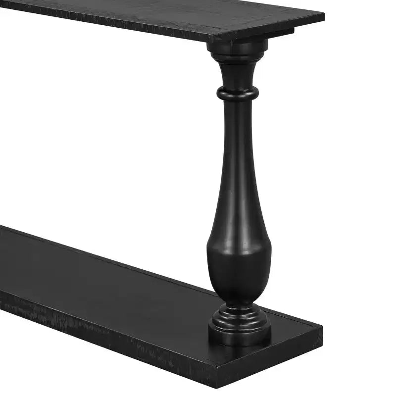 Okak 63IN Console d'entrée Vintage avec placage en pin, table console avec pieds effilés élégants et étagère ouverte, table de couloir pour salon, noir
