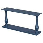 Table d'entrée vintage Okak 63IN avec placage de pin, console avec élégants pieds fuselés et étagère ouverte, table de couloir pour salon, bleue