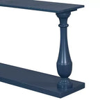 Table d'entrée vintage Okak 63IN avec placage de pin, console avec élégants pieds fuselés et étagère ouverte, table de couloir pour salon, bleue