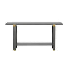 Okak Table console étroite moderne de 160 cm, Table d'entrée avec accents métalliques et étagère ouverte, Table d'appoint pour salon, couloir, Gris