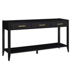 Okak 60IN Table Console Étroite Moderne avec Étagère de Rangement, Table d'Entrée avec 3 Tiroirs et Poignée en Métal, Table d'Appoint pour Salon, Foyer, Noir