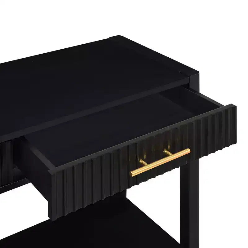 Okak 60IN Table Console Étroite Moderne avec Étagère de Rangement, Table d'Entrée avec 3 Tiroirs et Poignée en Métal, Table d'Appoint pour Salon, Foyer, Noir