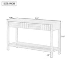 Table console moderne Okak de 130 cm avec placage en frêne et design rayé, table d'entrée avec 2 tiroirs, table de couloir pour salon, foyer, noir