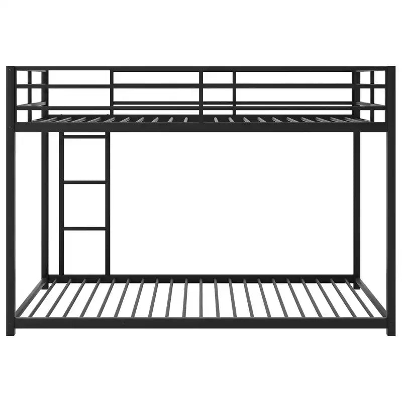 Okak 77.1IN Lit superposé en métal de taille double, lit double avec échelle et garde-corps de sécurité, lits superposés pour enfants pour chambre à coucher, dortoir, noir