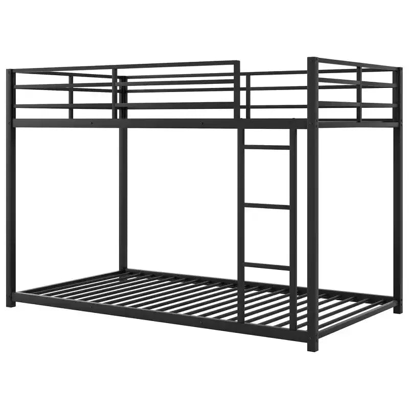 Okak 77.1IN Lit superposé en métal de taille double, lit double avec échelle et garde-corps de sécurité, lits superposés pour enfants pour chambre à coucher, dortoir, noir
