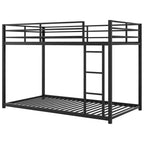 Okak 77.1IN Lit superposé en métal de taille double, lit double avec échelle et garde-corps de sécurité, lits superposés pour enfants pour chambre à coucher, dortoir, noir