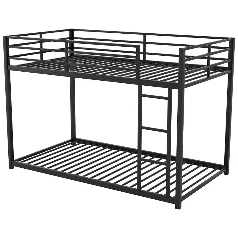 Okak 77.1IN Lit superposé en métal de taille double, lit double avec échelle et garde-corps de sécurité, lits superposés pour enfants pour chambre à coucher, dortoir, noir