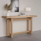 Okak 59.05IN Table console étroite minimaliste au design de pieds unique, table d'entrée avec plateau épais, table d'appoint pour salon, couloir, chêne