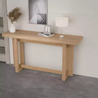 Okak 59.05IN Table console étroite minimaliste au design de pieds unique, table d'entrée avec plateau épais, table d'appoint pour salon, couloir, chêne