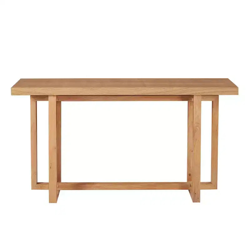 Okak 59.05IN Table console étroite minimaliste au design de pieds unique, table d'entrée avec plateau épais, table d'appoint pour salon, couloir, chêne