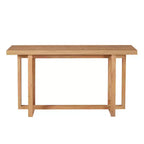 Okak 59.05IN Table console étroite minimaliste au design de pieds unique, table d'entrée avec plateau épais, table d'appoint pour salon, couloir, chêne