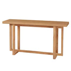 Okak 59.05IN Table console étroite minimaliste au design de pieds unique, table d'entrée avec plateau épais, table d'appoint pour salon, couloir, chêne