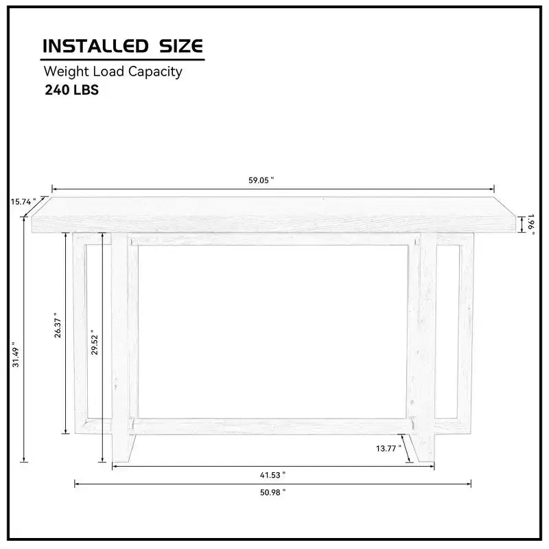 Okak 59.05IN Table console étroite minimaliste au design de pieds unique, table d'entrée avec plateau épais, table d'appoint pour salon, couloir, chêne
