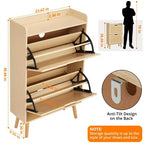 Meuble à chaussures 2 niveaux en rotin Peut contenir 12 à 18 paires pour l'entrée/le placard (Conception anti-basculement)
