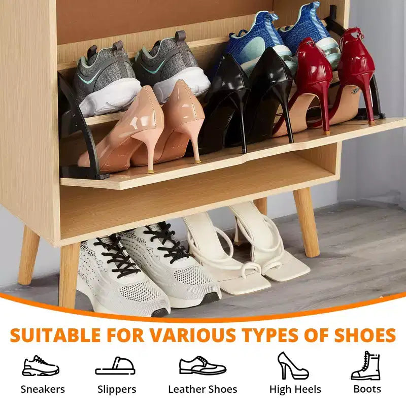 Meuble à chaussures 2 niveaux en rotin Peut contenir 12 à 18 paires pour l'entrée/le placard (Conception anti-basculement)