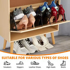 Meuble à chaussures 2 niveaux en rotin Peut contenir 12 à 18 paires pour l'entrée/le placard (Conception anti-basculement)