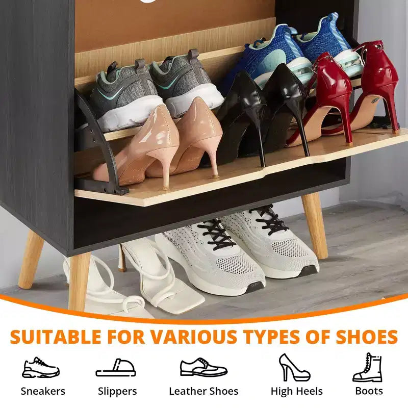 Meuble à chaussures 2 niveaux en rotin Peut contenir 12 à 18 paires pour l'entrée/le placard (Conception anti-basculement)