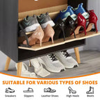Meuble à chaussures 2 niveaux en rotin Peut contenir 12 à 18 paires pour l'entrée/le placard (Conception anti-basculement)