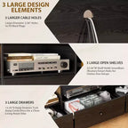 Meuble TV COZONY Mid-century moderne avec portes coulissantes, meuble de rangement pour salon